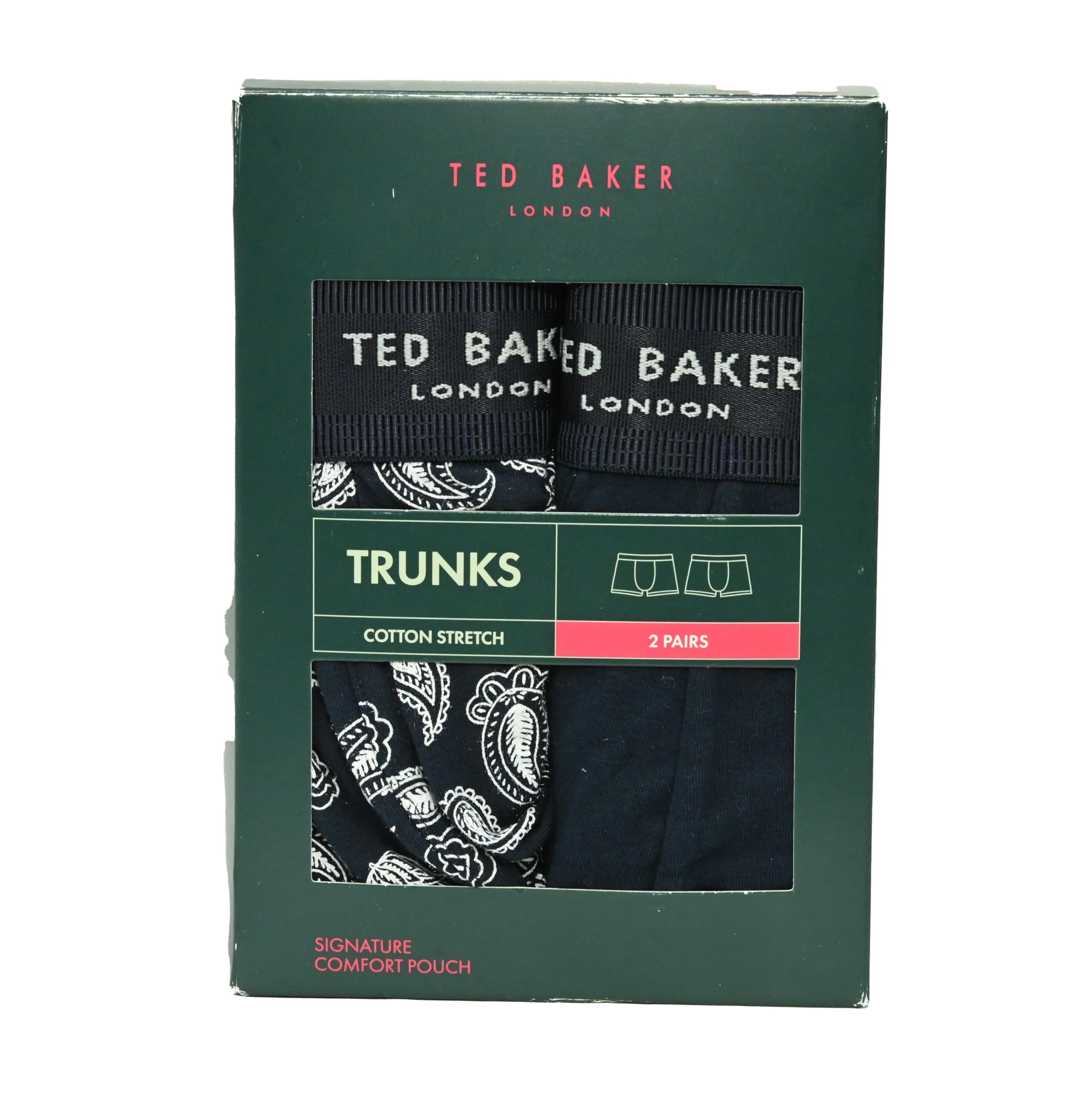 Ted Baker Claytt 2 Paar Box-Set aus Baumwoll-Stretch für Herren, bedruckt, in Schwarz und Weiß, Größe L, 91,4 - 96,5 cm Taille, schwarz / weiß, L