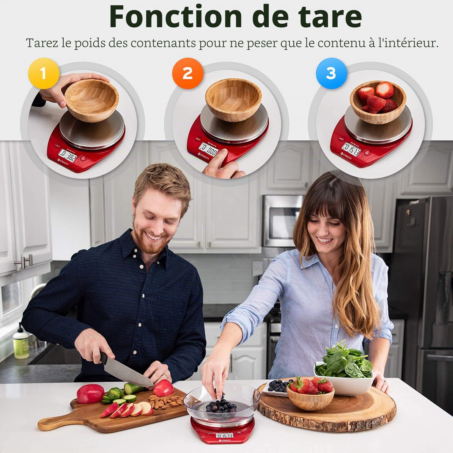 Etekcity EK5250 Bol de cuisine en acier inoxydable, 0,1 g, pour la cuisson, la préparation des repas, le régime céto, et la perte de poids, 5 kg