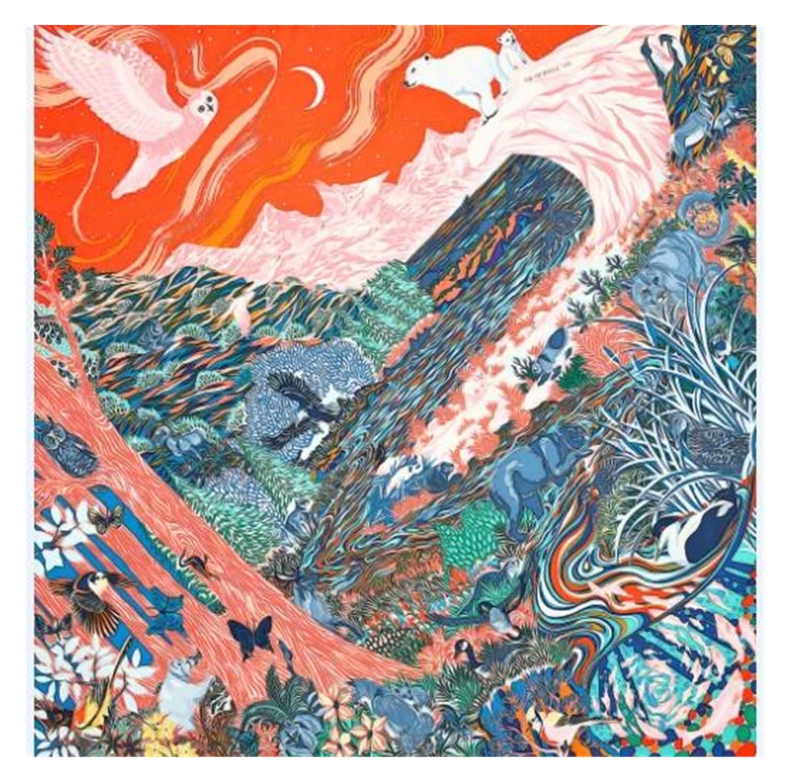 Impression sur toile effet foulard en soie premium