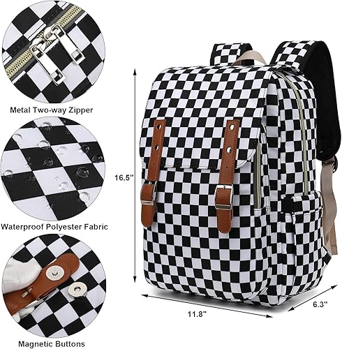 Miniatura 9 de Mochila para laptop para mujeres y niñas, mochila escolar universitaria de 15.6 pulgadas, mochila informal de viaje, negro (Daisy Black), Mochilas