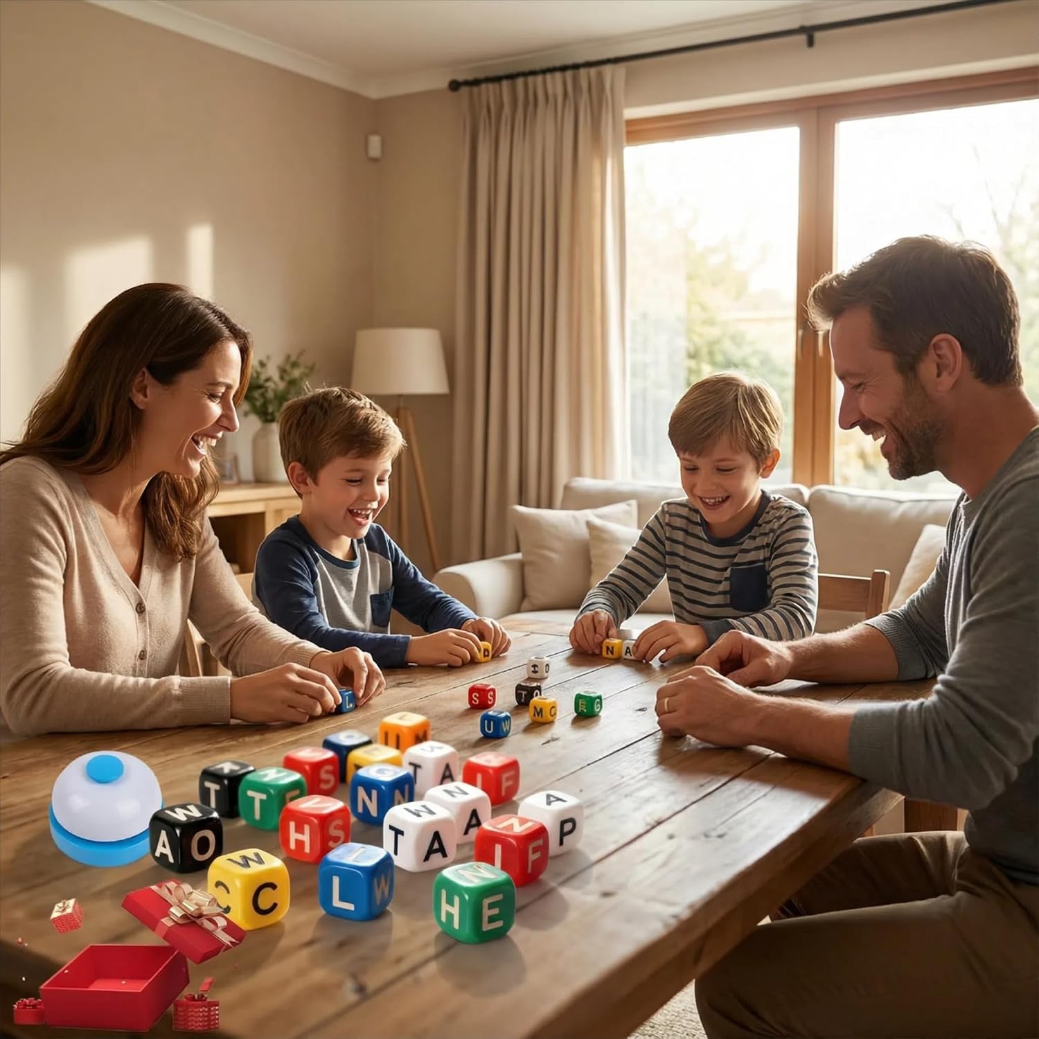 60PCS Dice Word Game, Travel-Friendly Board Games Set for 1-5 Players, Perfect for Parties and Family Game Nights