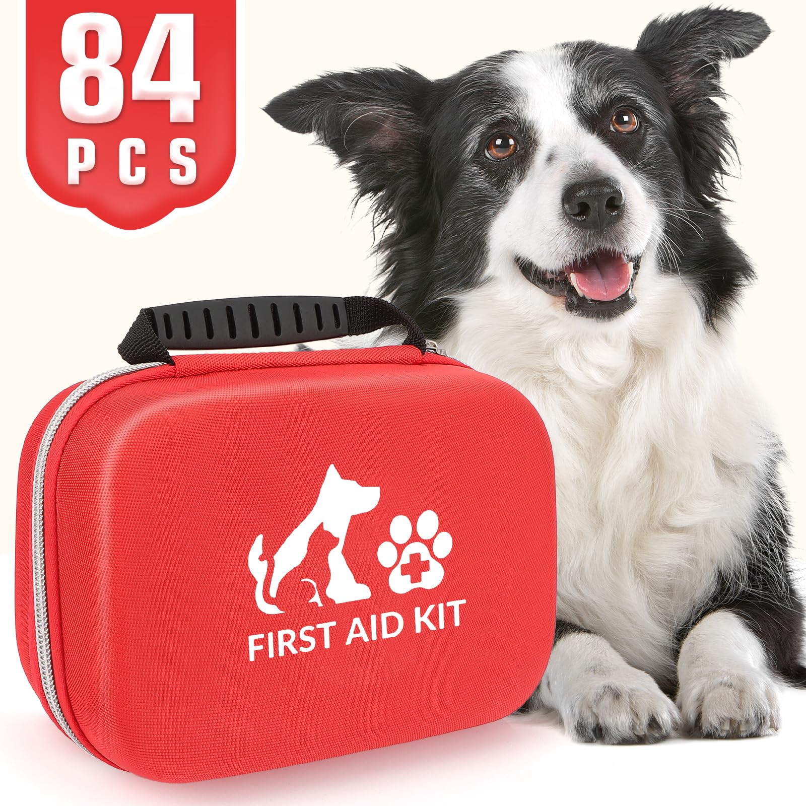 AOBOPLE Kit de primeros auxilios para mascotas, cuidado esencial para perros y gatos, incluye 83 artículos para una protección total de tu mascota, ideal para viajes, camping, uso doméstico
