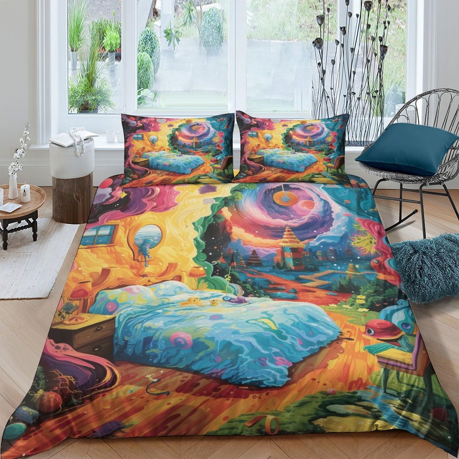 Housse de couette planètes pour lit double pour une chambre cosmique