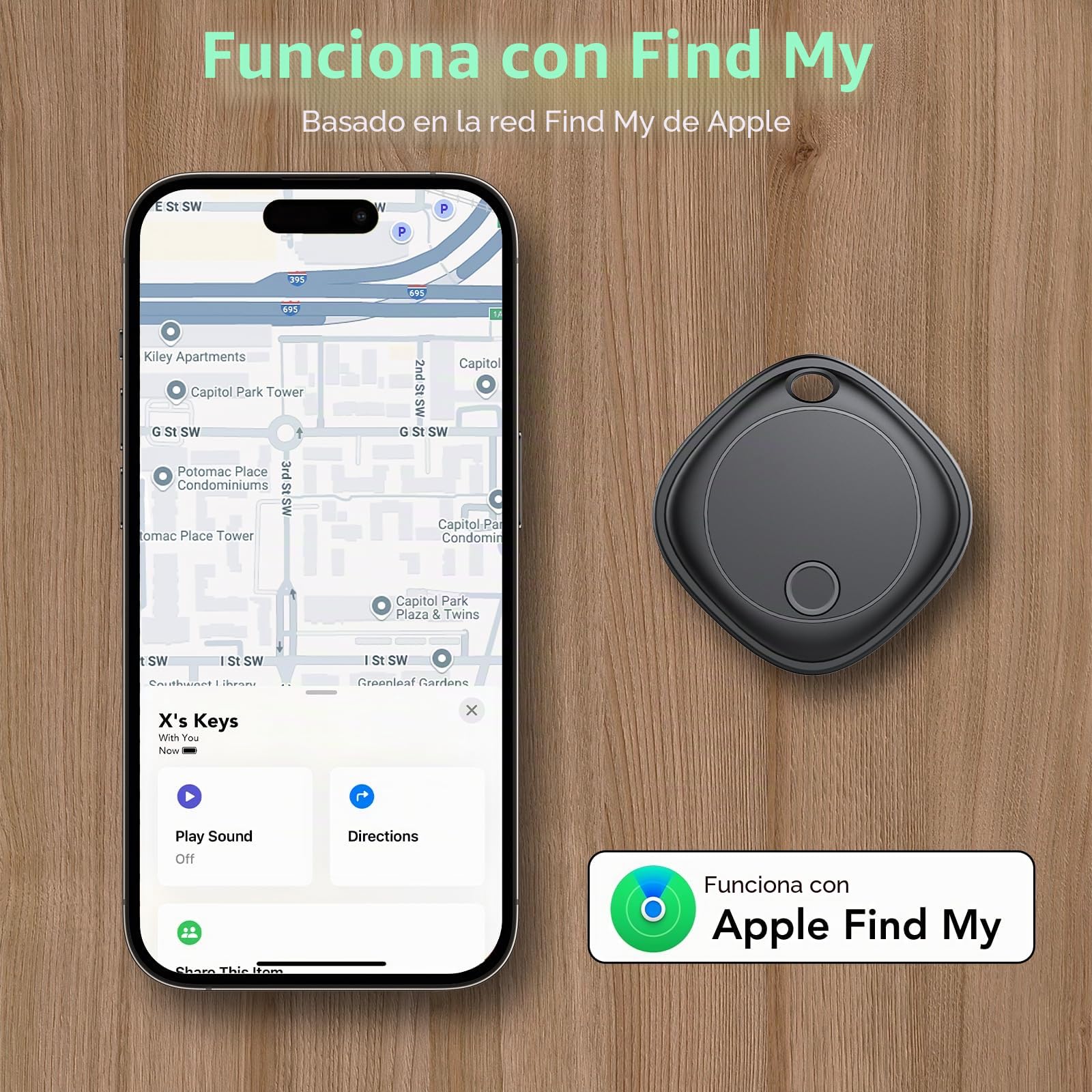 Smart Tag Tracker 2 Pack, Buscador de Objetos Bluetooth Funciona con Buscar Apple (Sólo iOS, Android no Compatible), Rastreo Mundial, Rastreador para Llaves/Equipaje/Cartera, Batería Reemplazable