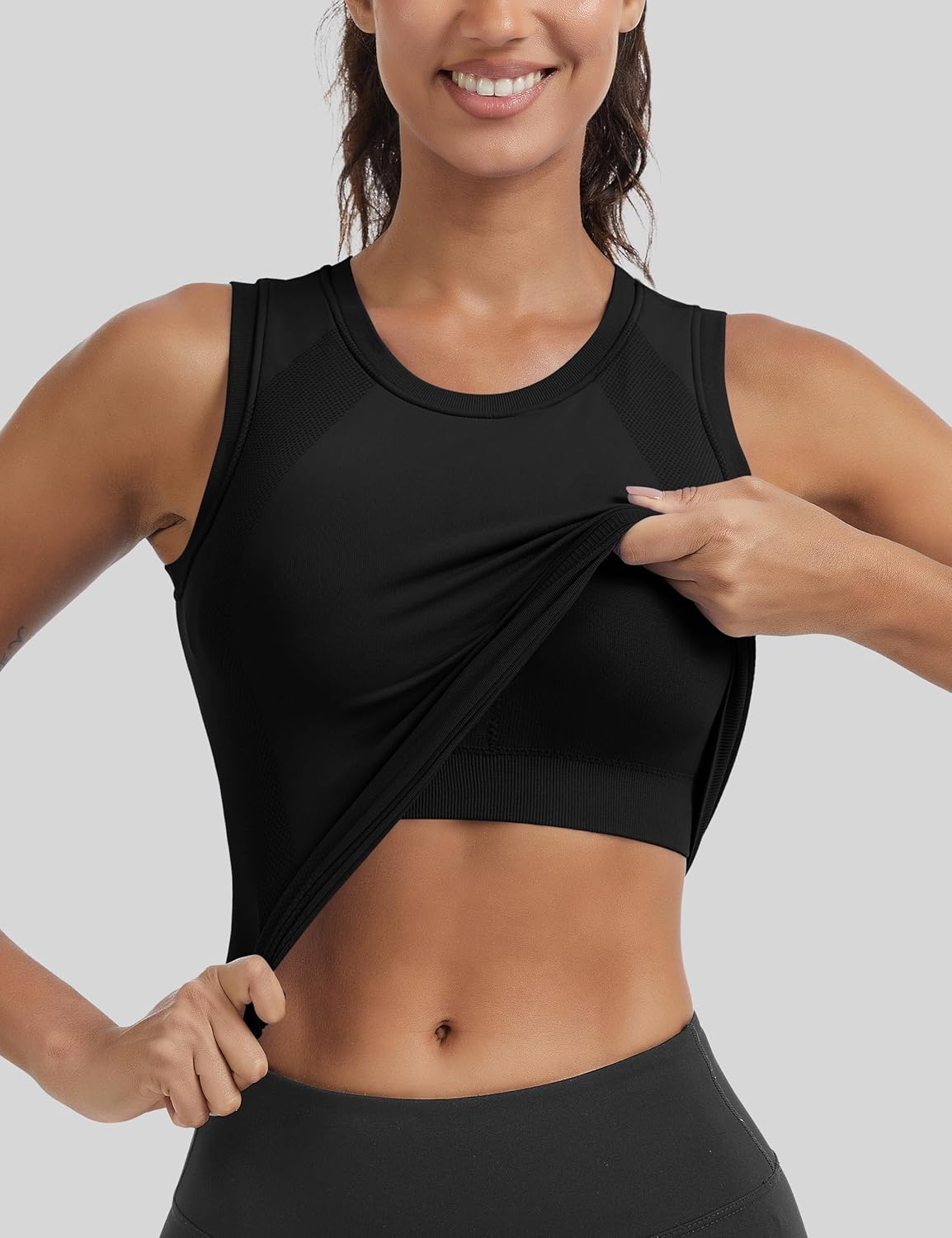 MathCat Women's Seamless Workout Tank Tops with Built in Bra, Sleeveless Padded Athletic Yoga Shirts for Daily Wear - Image 5