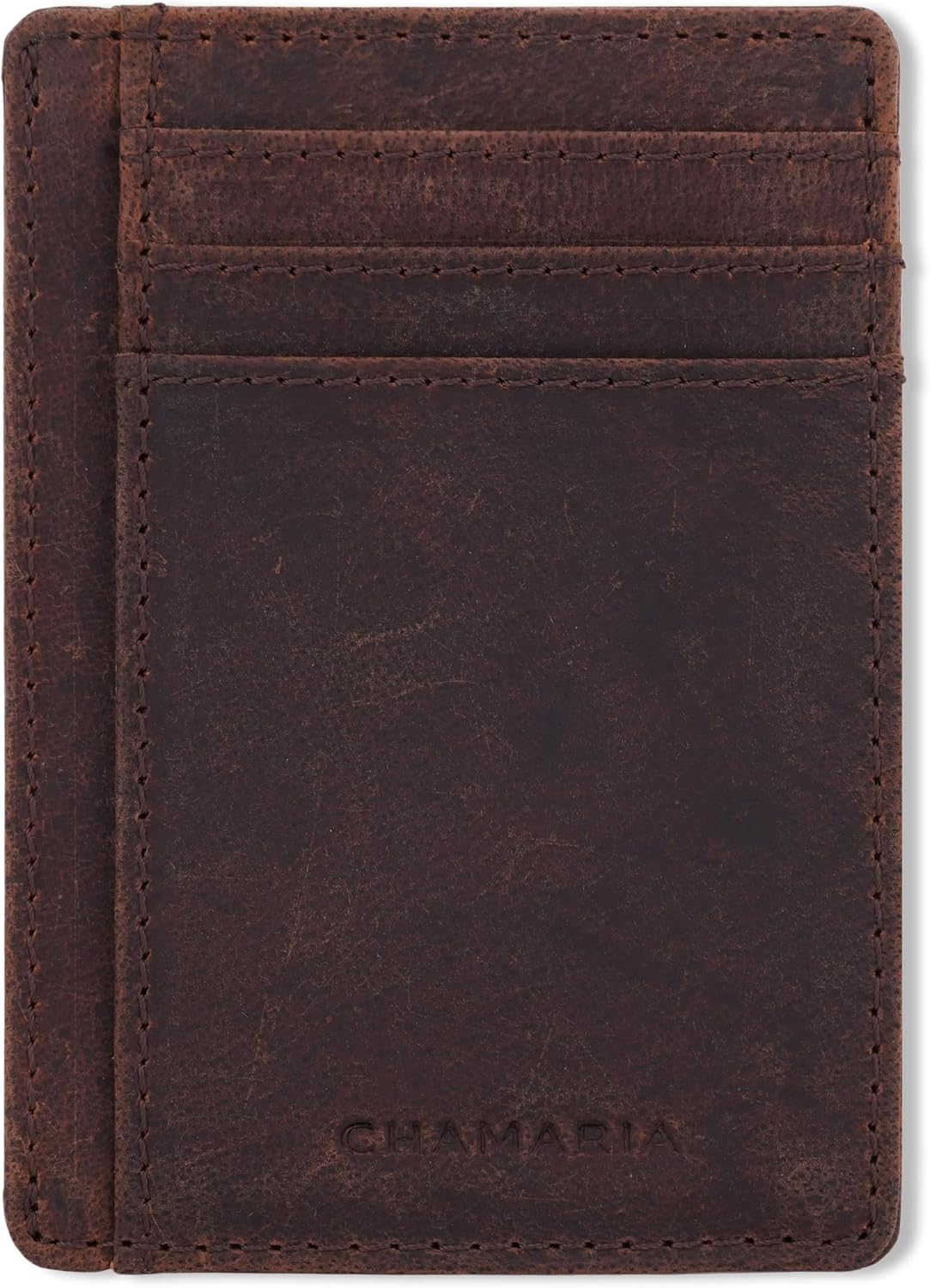 Leather Wallet for Men Slim Front Pocket Card Holder (Brown)
