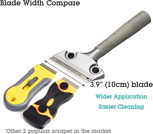 Miniatura 4 de LDS - Raspador de vidrio industrial de 4 pulgadas de ancho, limpiador de estufa, hoja de afeitar extensible, removedor de raspador de pintura para