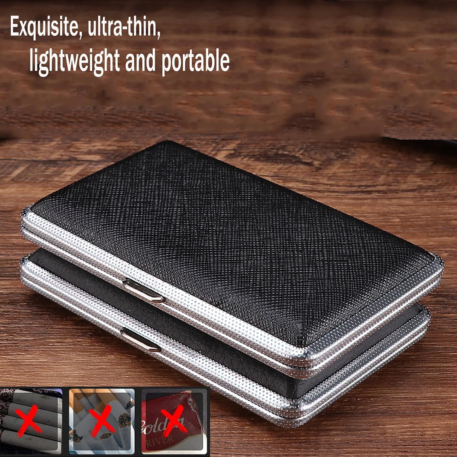 Cigarette Case - Stylish and Portable Cigarette Cases Dispensers, with PU Leather Surface - Holds 14 Regular or King Size Cigarettes - for Men and Women