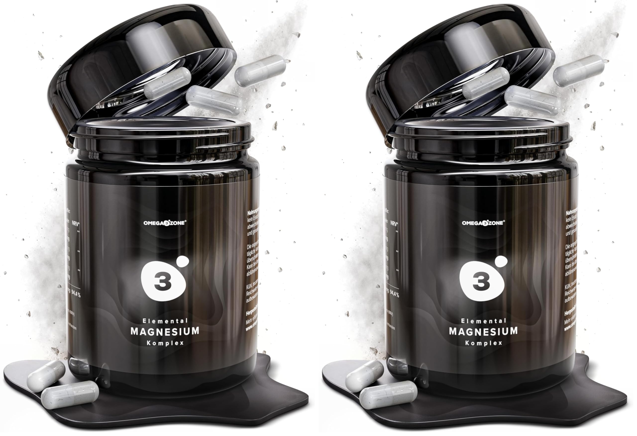 omega3zone Elementares Magnesium Komplex - Hochdosierte vegane Tabletten - Optimale Kombination mit Malat Taurat Bisglycinat - 354mg Magnesium Kapseln - 120 Kapseln (Packung mit 2)