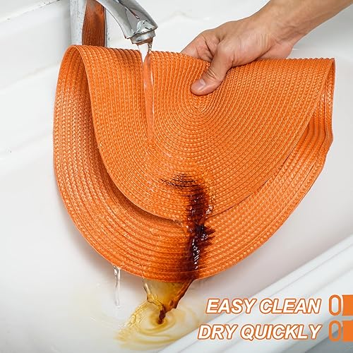 Miniatura 4 de AHHFSMEI Juego de 6 manteles individuales para mesa de comedor, lavables, tejidos, de vinilo, antideslizantes, resistentes al calor, duraderos, para