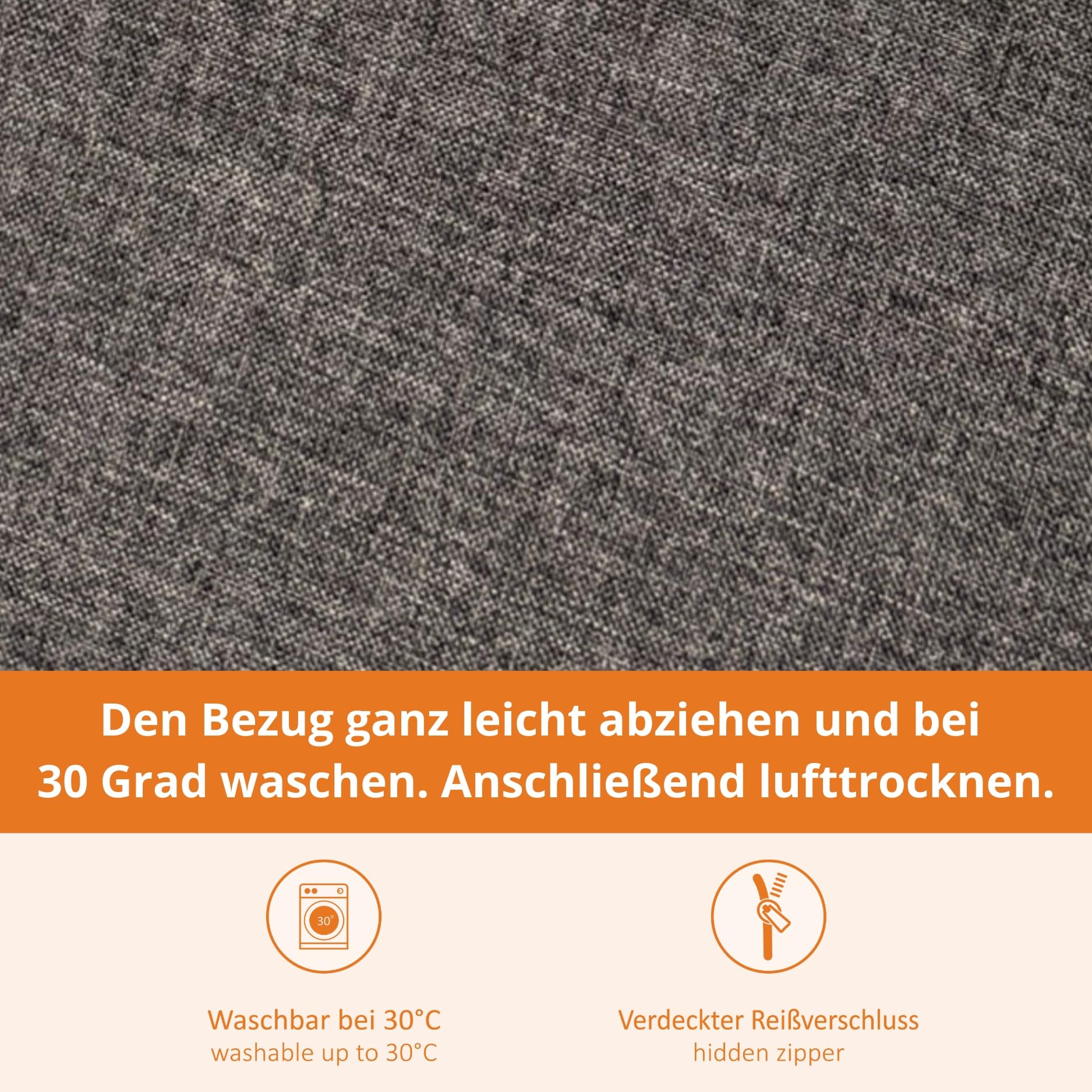 sleepling Bankauflage 200x40 cm dunkelgrau, Sitzkissen Outdoor & Indoor, Bankpolster, Bezug waschbar, Unterseite Antirutsch, Made in EU - 5