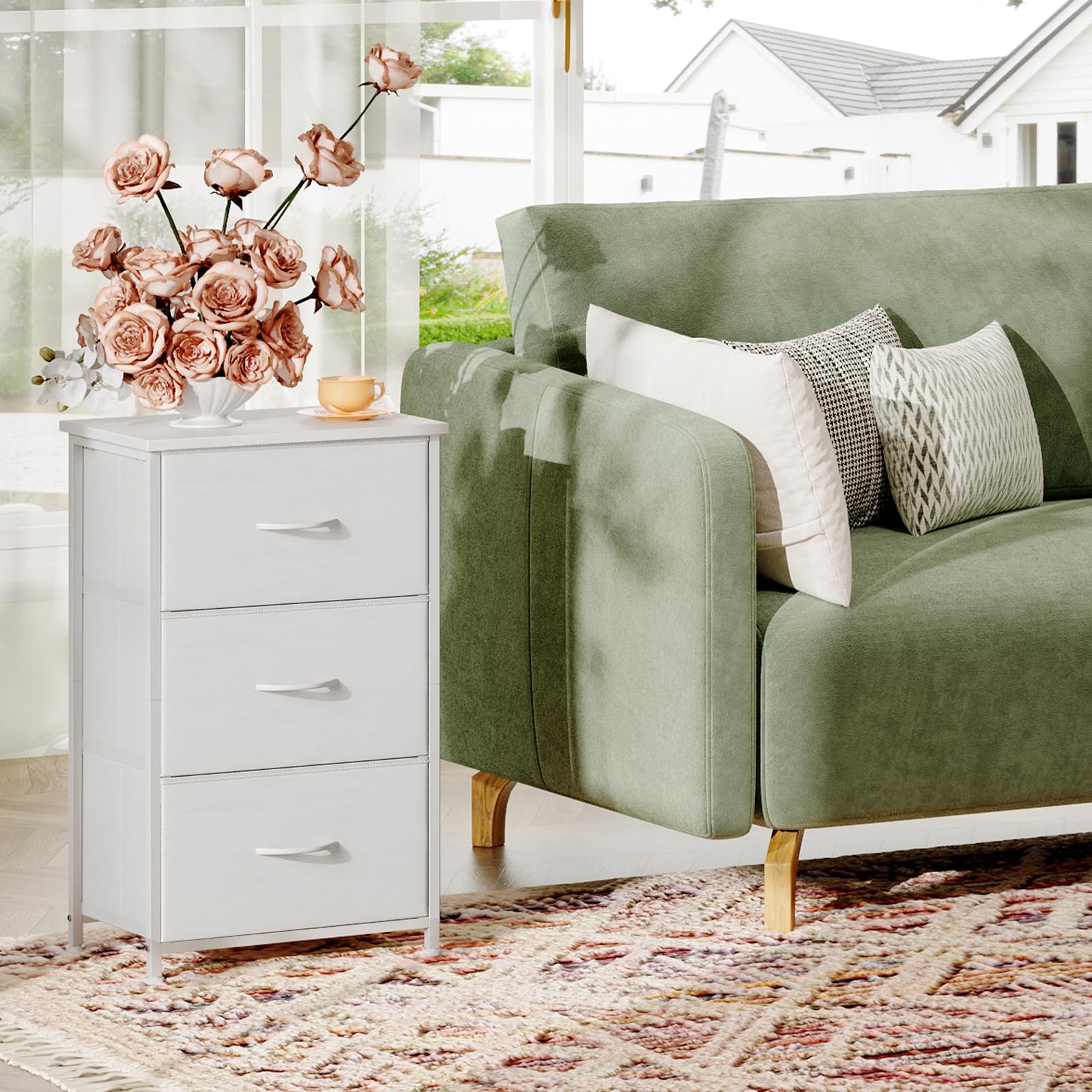 Somdot ladekast, dressoir met stalen frame en stoffen laden
