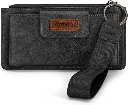 Montana West X Wrangler Wallet for Women Ladies Female Card Cases & Money Organizers Wristlet with Wallet Large Clutch with Coin Purse Smooth Zipper and Rfid Lining