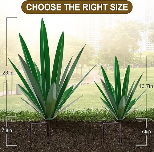 Miniatura 10 de Homight Escultura de agave grande de metal rústico, planta de agave para decoración de interiores al aire libre, decoración de césped al aire libre,