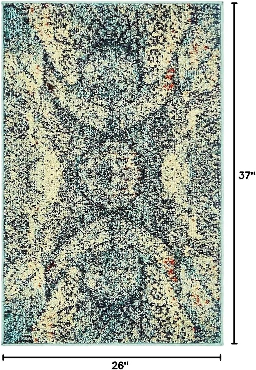 Unique Loom Vita Collection Modern Over-Dyed Global Inspired Saturated Vintage Area Rug (2' 2 x 3' 0 Rectangular, Blue/ Ivory)