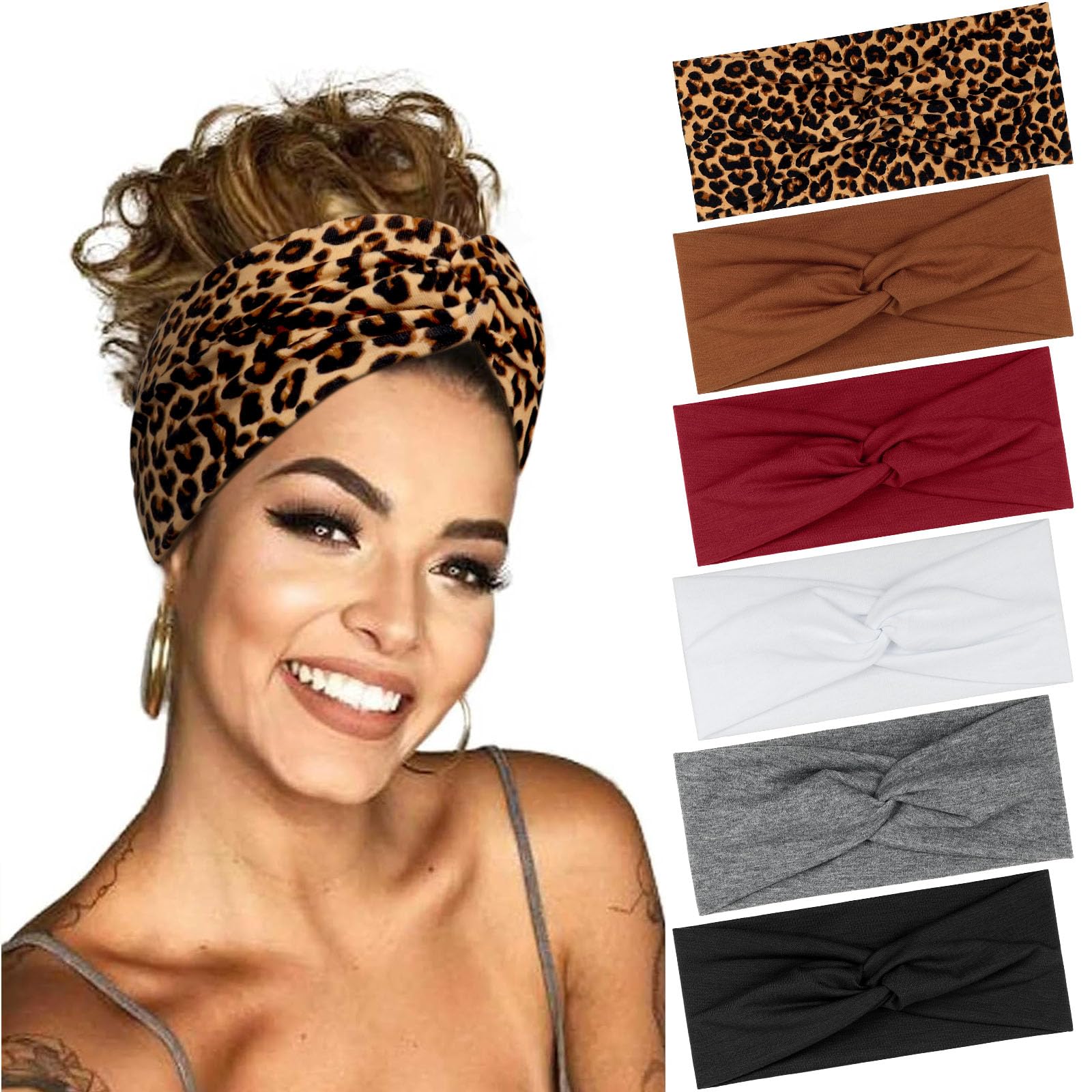 BELEVO 6 Stück Haarband Damen, Elastische Stirnband Damen Dünn Rutschfest Haarbänder Weiches Headband Hair Band für Yoga Exercise Workout Laufen Gym