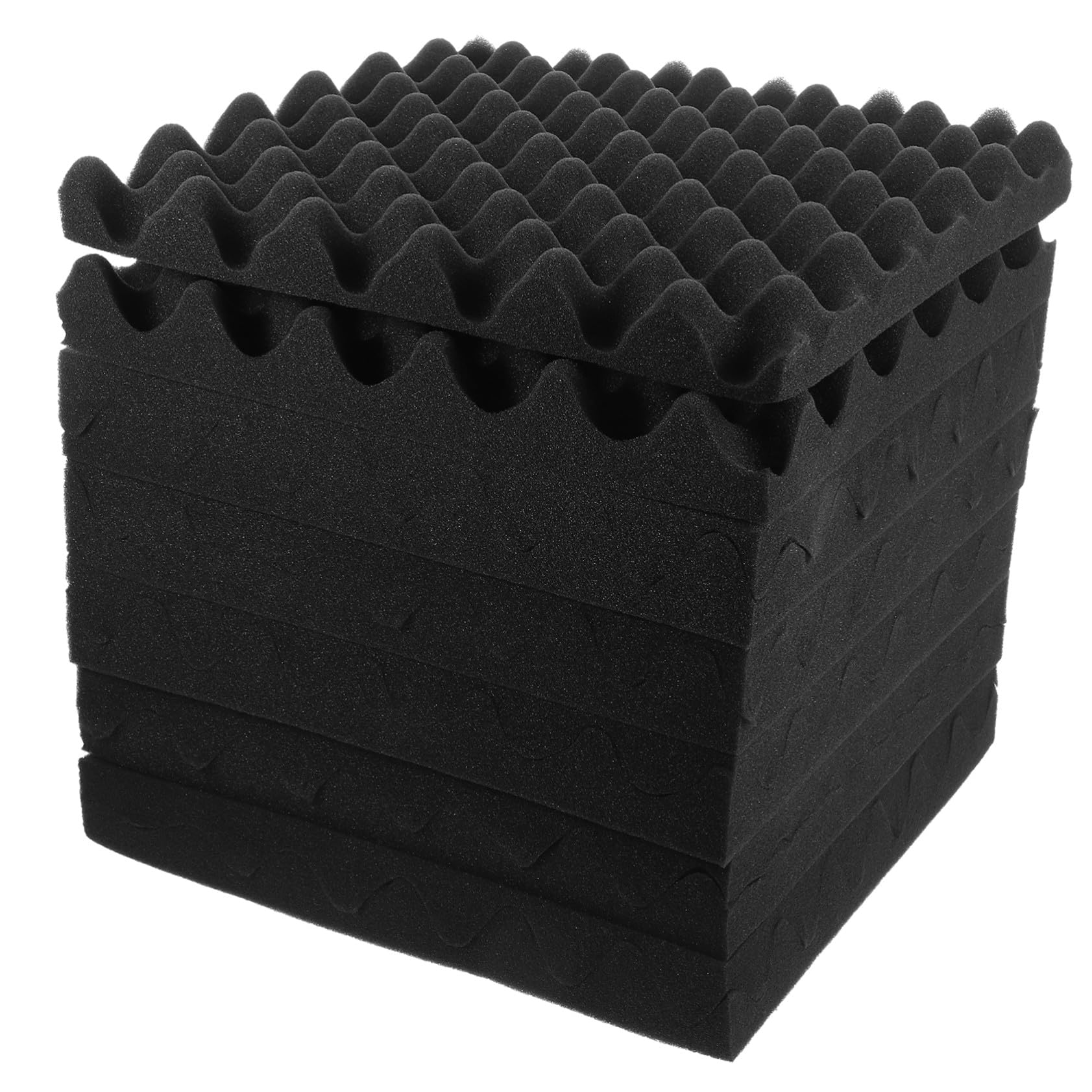 iplusmile Panneaux Acoustiques Carrés Mousse Insonorisante Autocollante 30x30x5cm 12pcs pour Isolation Phonique Mur et Plafond en Coton Insonorisant Noir
