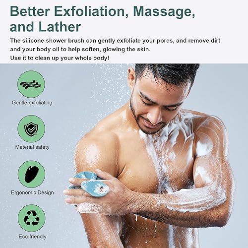 Miniatura 8 de INNERNEED Cepillo de ducha exfoliante y masajista de silicona de grado alimenticio, herramienta de baño más higiénica, para todo tipo de piel, hace
