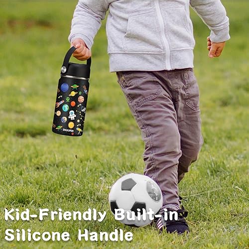 Miniatura 5 de Botella de agua aislada para niños de 14 onzas con popote  Frío-24 horas caliente-12 horas, botella de agua para niños pequeños a prueba de derrames