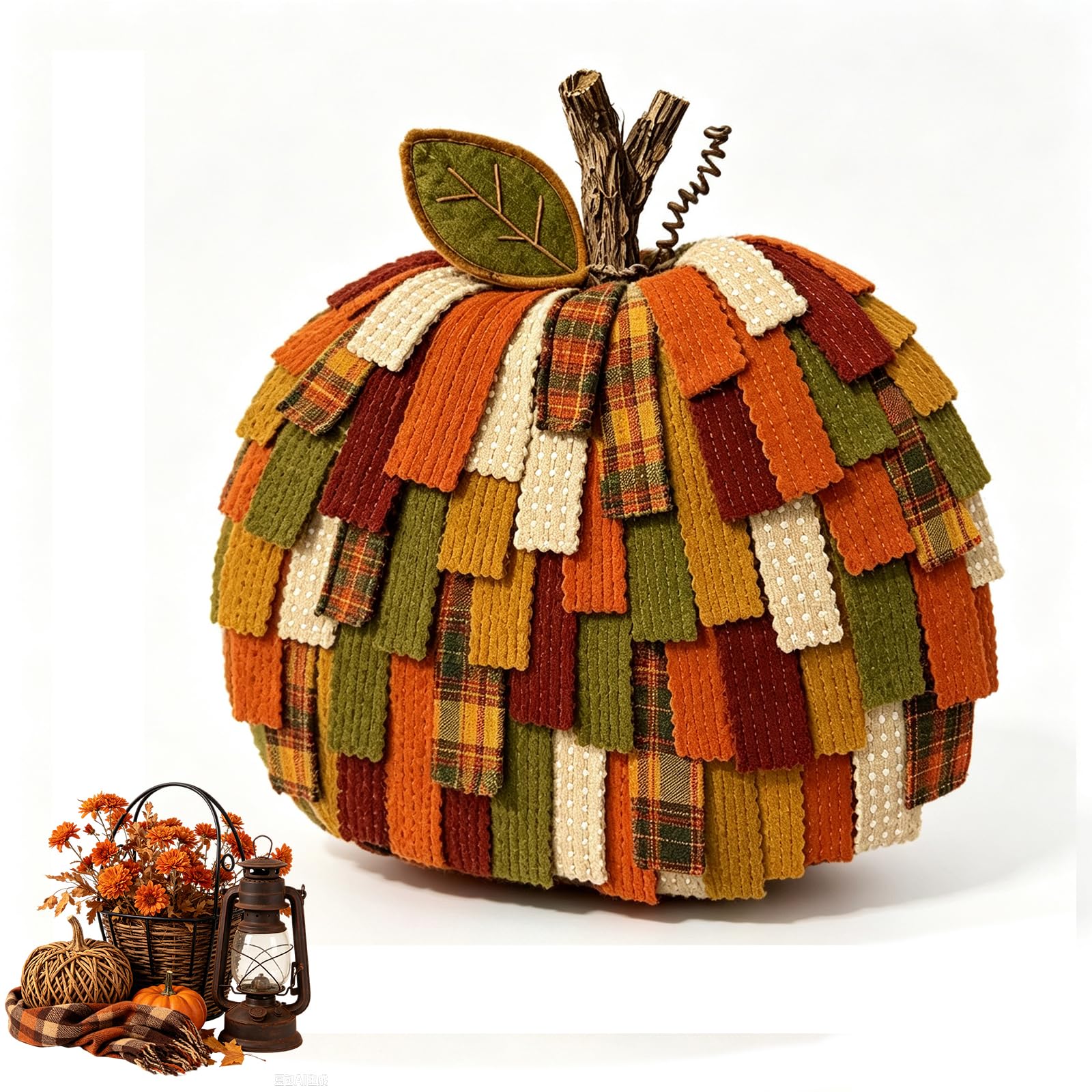 Handmade Patchwork Pumpkin Door Hanger (No Led)