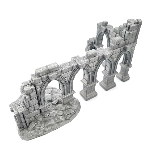 Foto 2 de 5 de QP3D - Pared de pilares arruinados de batalla, paisaje de terreno para mesa y RPG miniaturas de 28-32 mm…