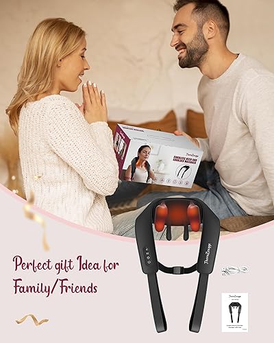 Miniatura 8 de Masajeador de cuello inalámbrico con calor, masajeador de cuello y hombros para aliviar el dolor de tejido profundo, masaje de espalda shiatsu