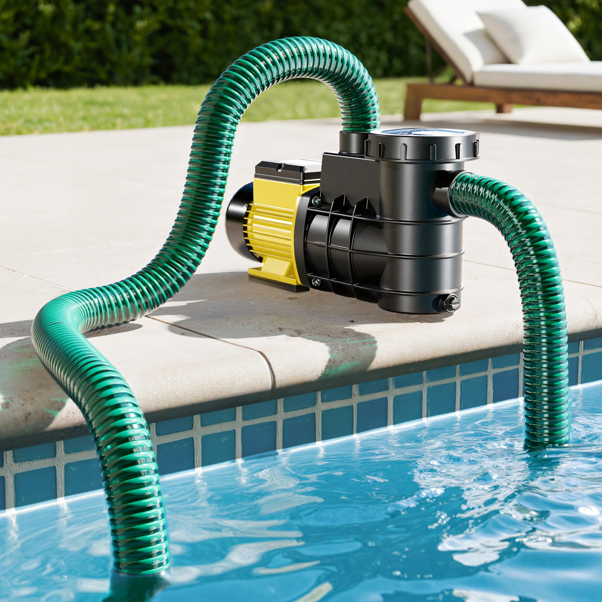 Wiltec Tuyau d'aspiration vert – 10 m/Ø 32 mm (1 1/4") / 330 g/m – avec Spirale de renforcement – Tube à pression souple en PVC – pour Arrosage Irrigation Jardinage Évacuation Refoulement