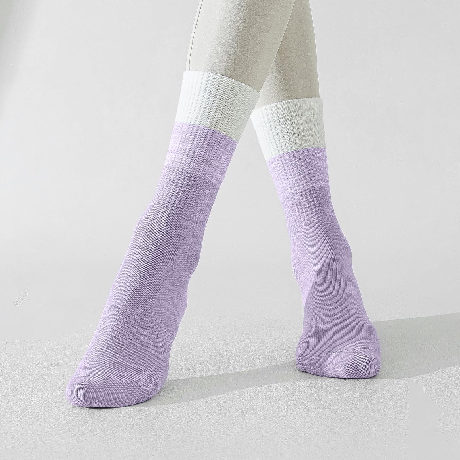 Pilates Socks for Women Non Slip Grip Crew Socks for Yoga, Barre,Dance, Barefoot Workout 2 Pairs