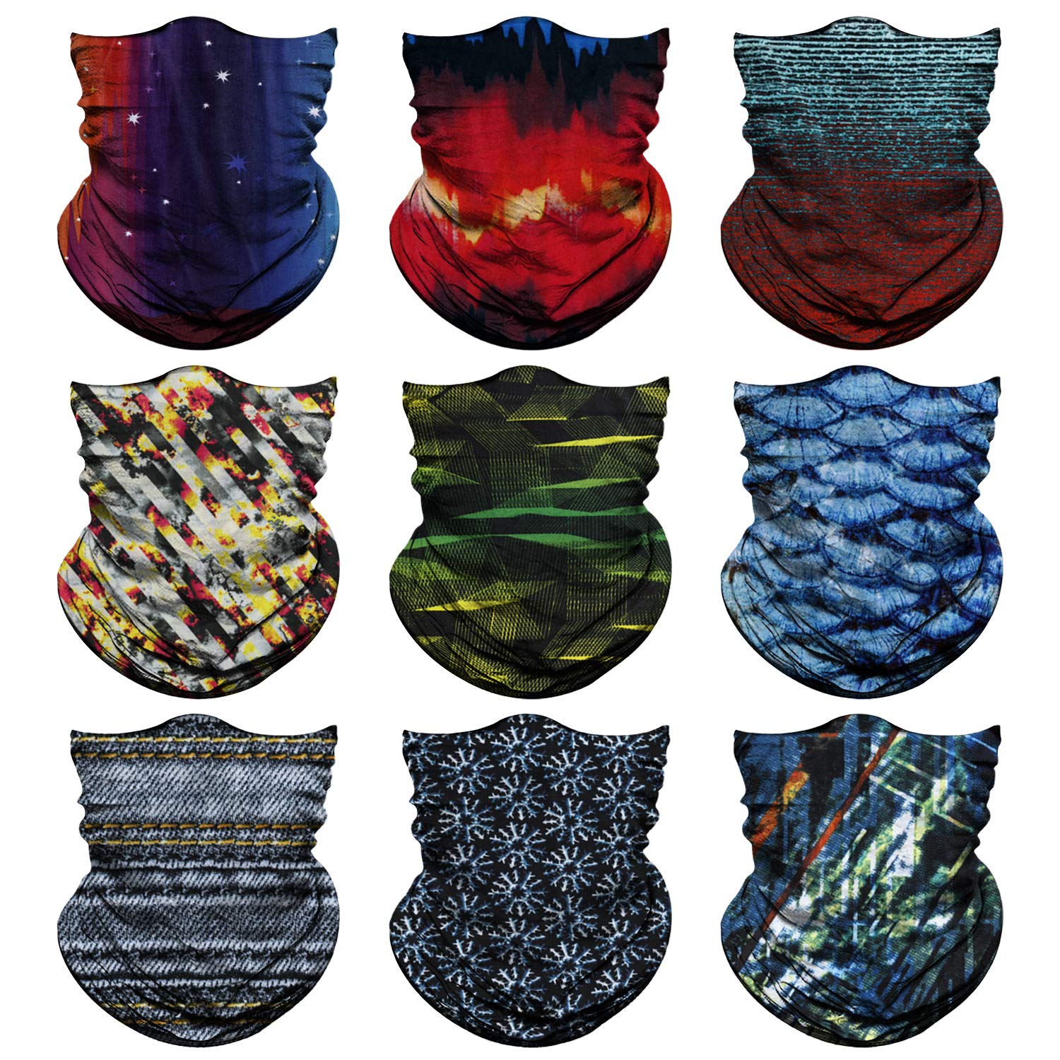 Venswell Neck Gaiter Mask for Men Women, Seamless Bandana Rave Face Cover Mask, Magic Face Scarf, Balaclava,Headband, Head Wrap-Motorcycle Cycling Halloween