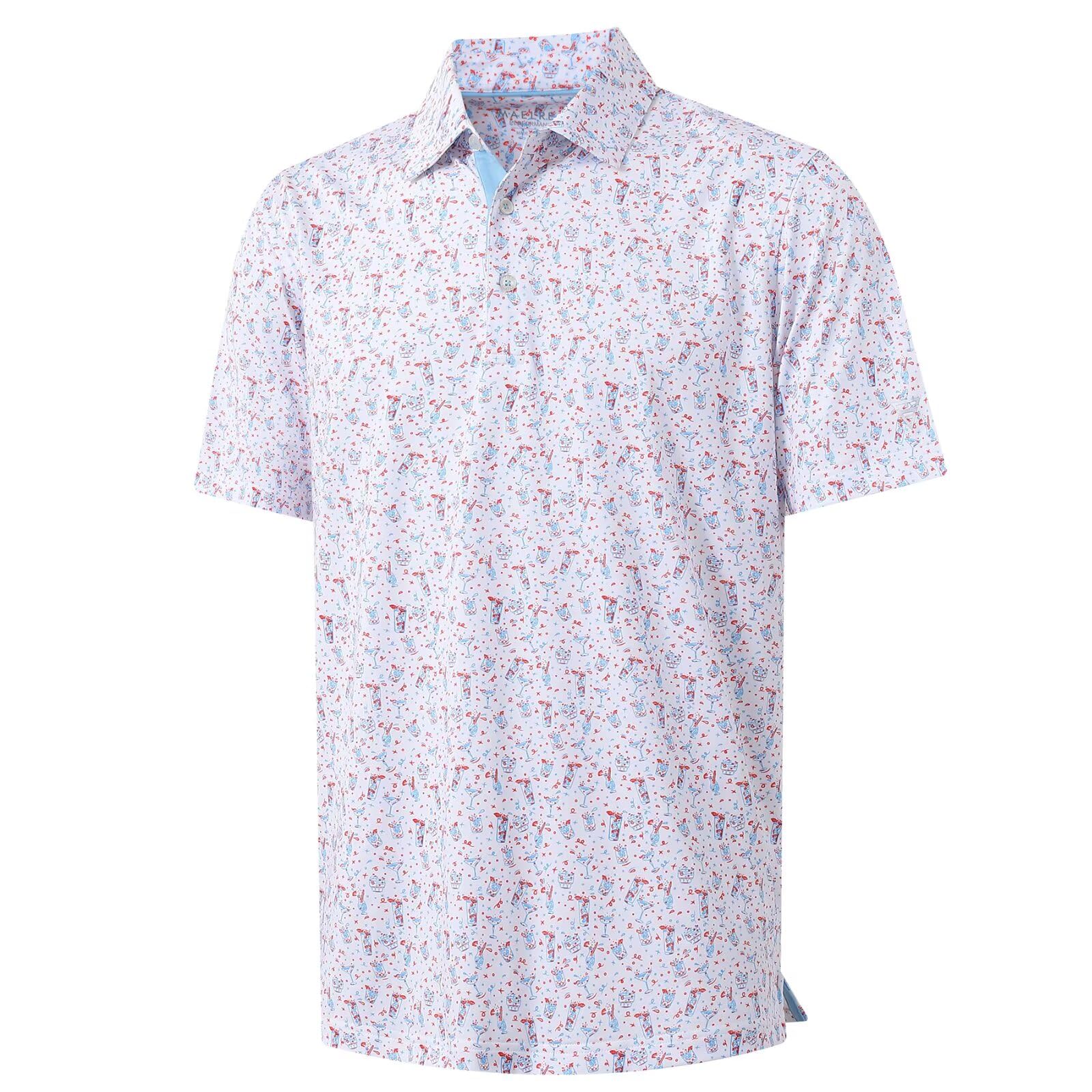 M MAELREG Mens Golf Shirt Short Sleeve Dry Fit Print Moisture Wicking Performance Patterns Collared Polo Shirt — view 46