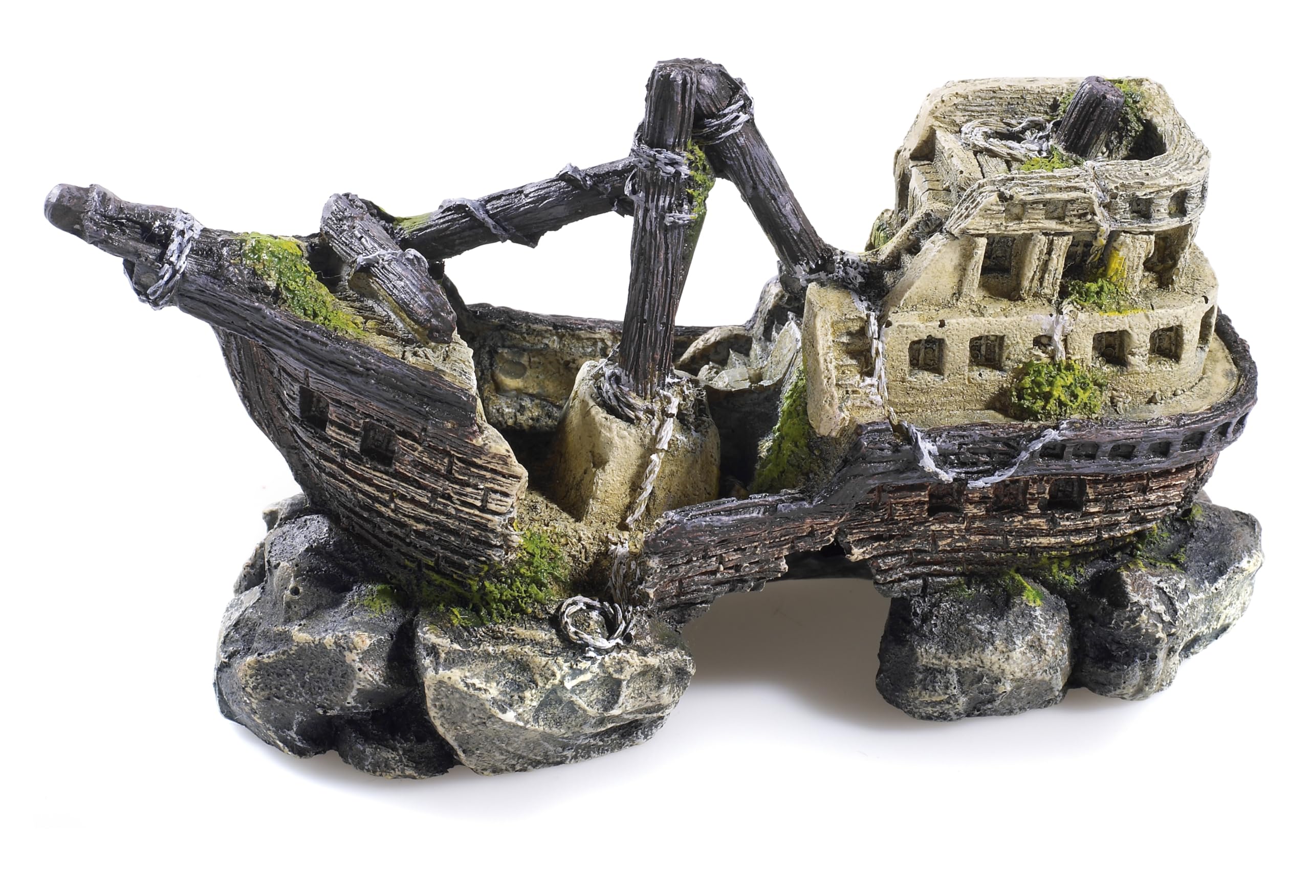 CLASSIC Small Galleon Aquarium Ornament 165 x 70 x 93 mm Hand-Painted Non-Toxic Resin Decoration for Freshwater Tanks