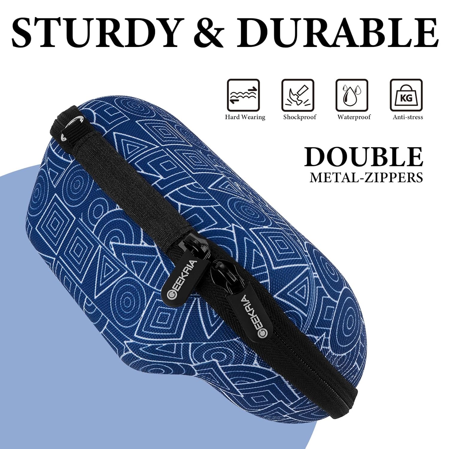 GEEKRIA Gaming Controller Case Compatible with Sony PlayStation 5 DualSense, PS4 DualShock 4, PS3 Dualshock 3, Gaming Accessories Storage Carrying Bag (Blue)