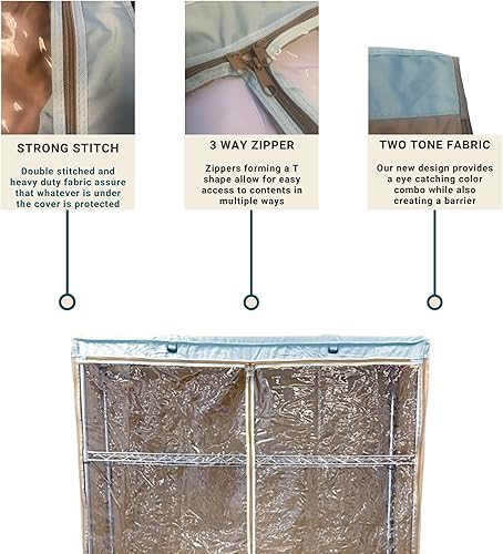 Miniatura 3 de Formosa Covers  Estantería de almacenamiento para estantes de alambre de metal en garaje, hogar, cocina u oficina, panel de visión de PVC caqui y