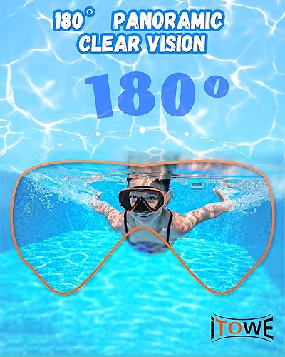 Miniatura 6 de Gafas de natación para niños con correa de tela para niños de 3 a 15 años, a prueba de fugas, cubierta de nariz de 180, visión clara