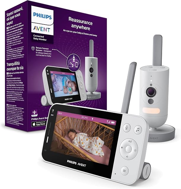 Philips Avent Elektroniczna niania z kamerą Full HD, noktowizorem na podczerwień, dwukierunkowym dźwiękiem, nieograniczonym zasięgiem i funkcją Secure Connect (model SCD923/26)