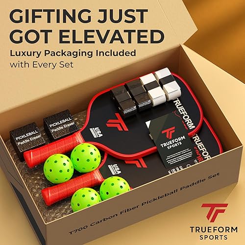 Miniatura 6 de T700 - Juego de 2 palas de pickleball de fibra de carbono cruda, núcleo de panal de abeja de 0.63 pulgadas para giro, control y potencia, raquetas