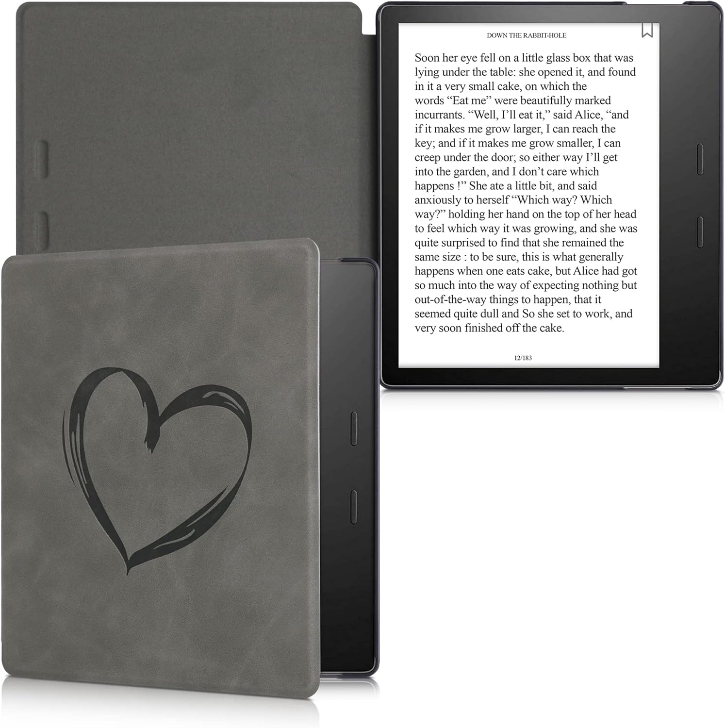 kwmobile Cover Compatible with Amazon Kindle Oasis 10. Generation Cover - eReader Case - Brushed Heart Grey