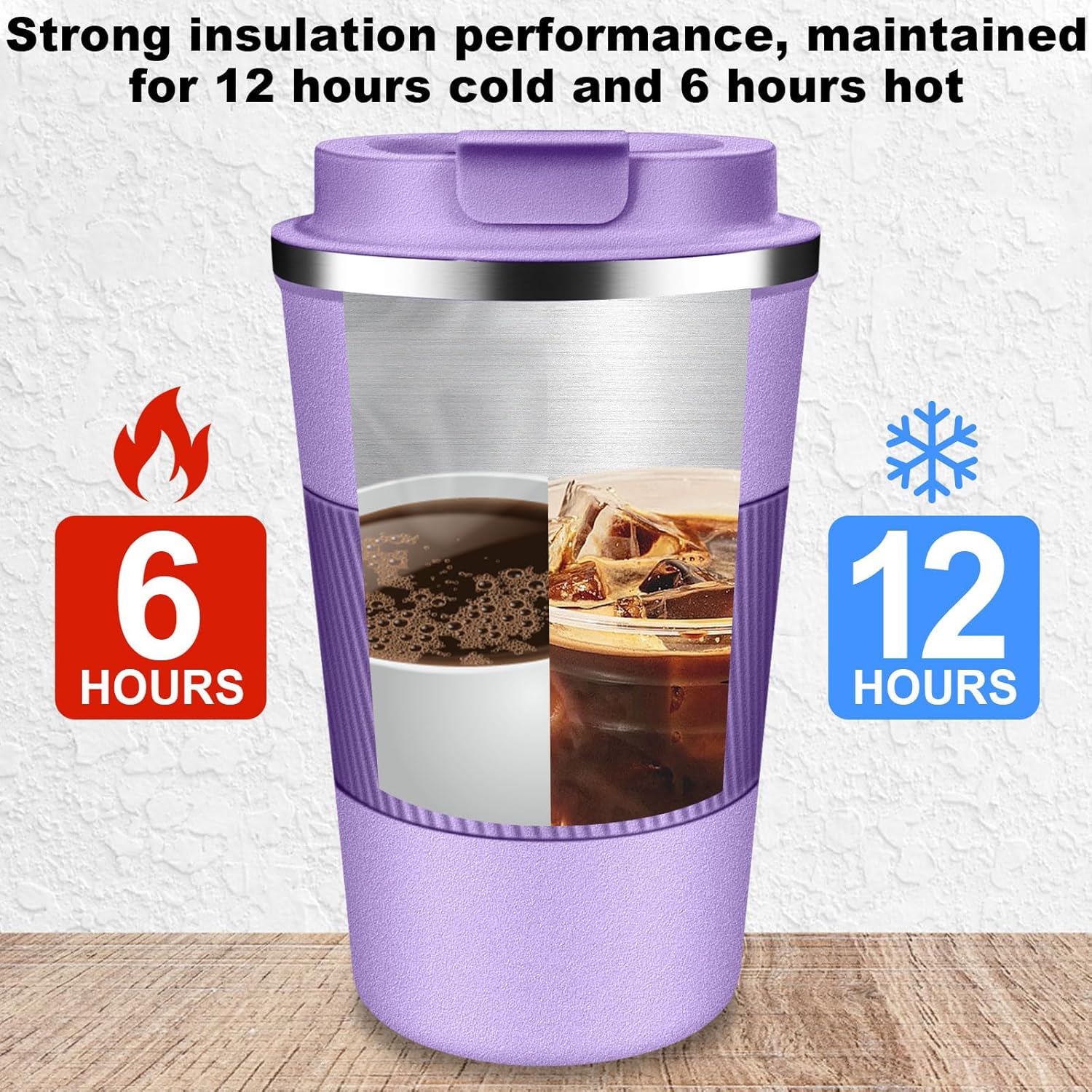 Insulated Travel Coffee Cup with Leak Proof Lid,To Go Camping Stainless Steel Vacuum Coffee Mug, Reusable Coffee Tumblers Hot & Cold Drinks Gifts Multiple Sizes and Colors - Image 4