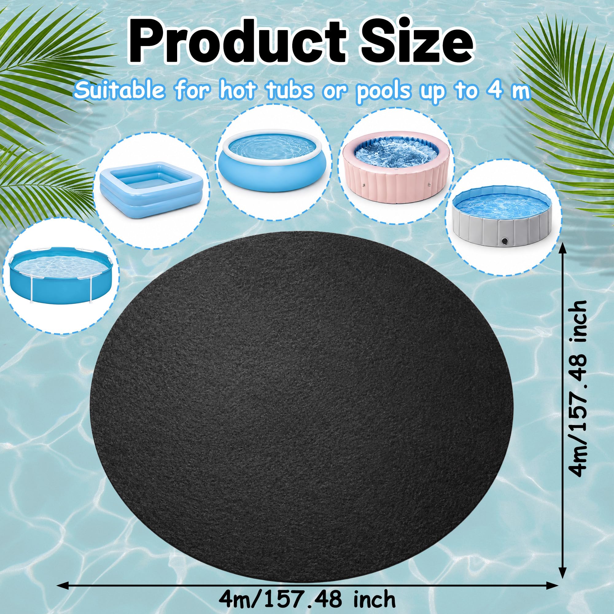 4m Rund Pool Unterlage Outdoor - Premium Filz Bodenschutzmatte für Whirlpools & Aufstellpools, rutschfeste & wasserdichte Poolmatte, Einfach Zuschneidbar, Wasserabsorbierend und Faltbar