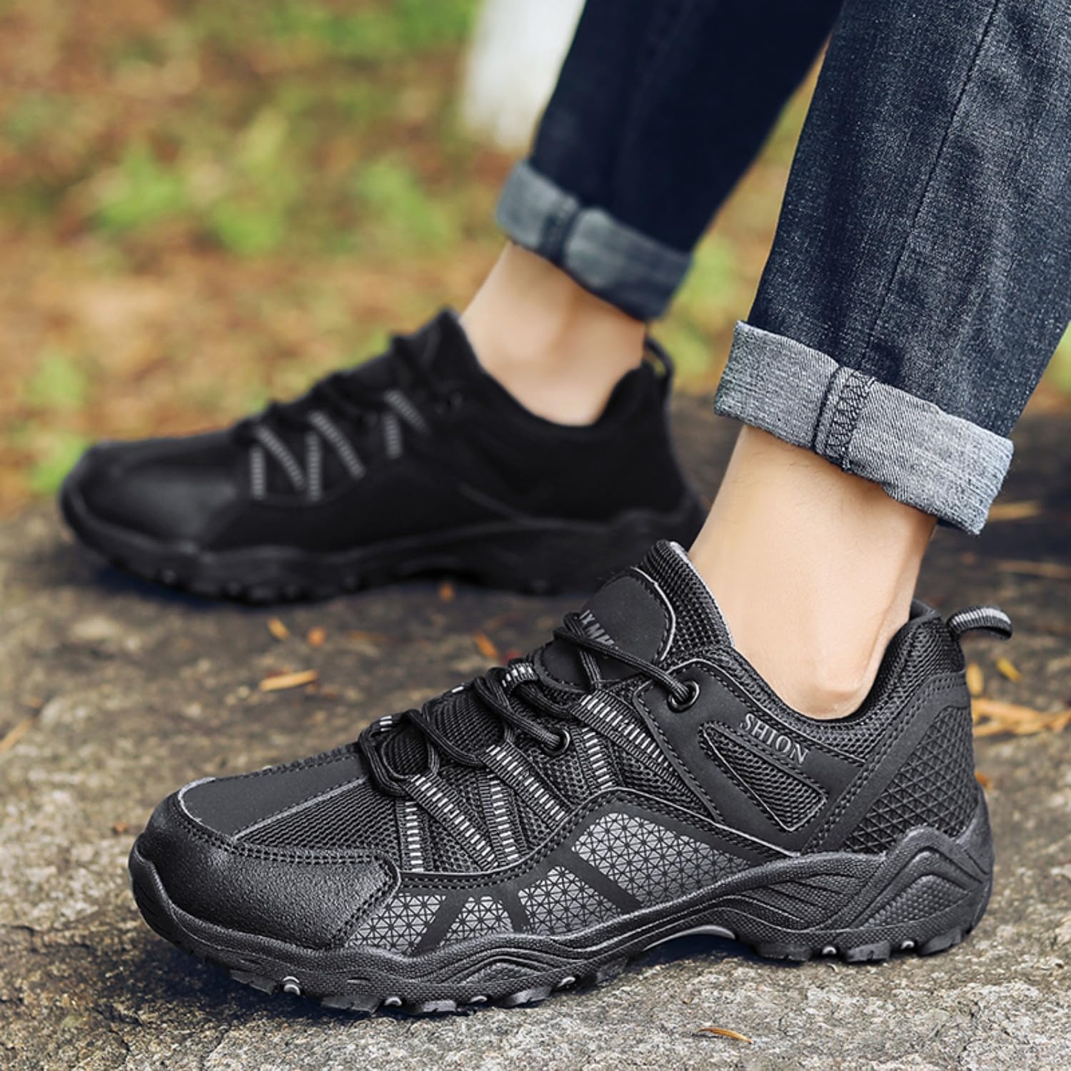 [HeelVirtuosa] メンズハイキングシューズ、耐久性のあるグリップを備えた軽量で トレイルランニングシューズ