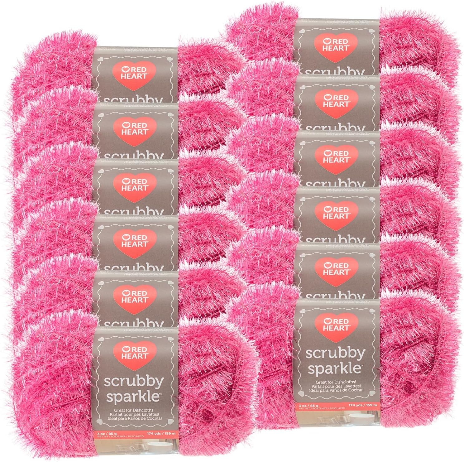 Red Heart Scrubby Sparkle Yarn 12/Pk, 12 Pack