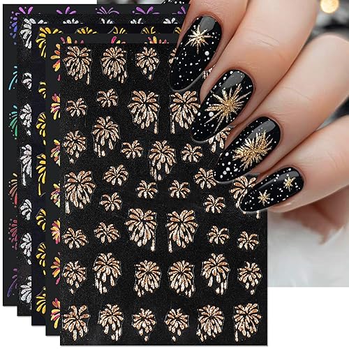 IDDFEVE Gold Firework Nail Art Stickers - Celebrating The New