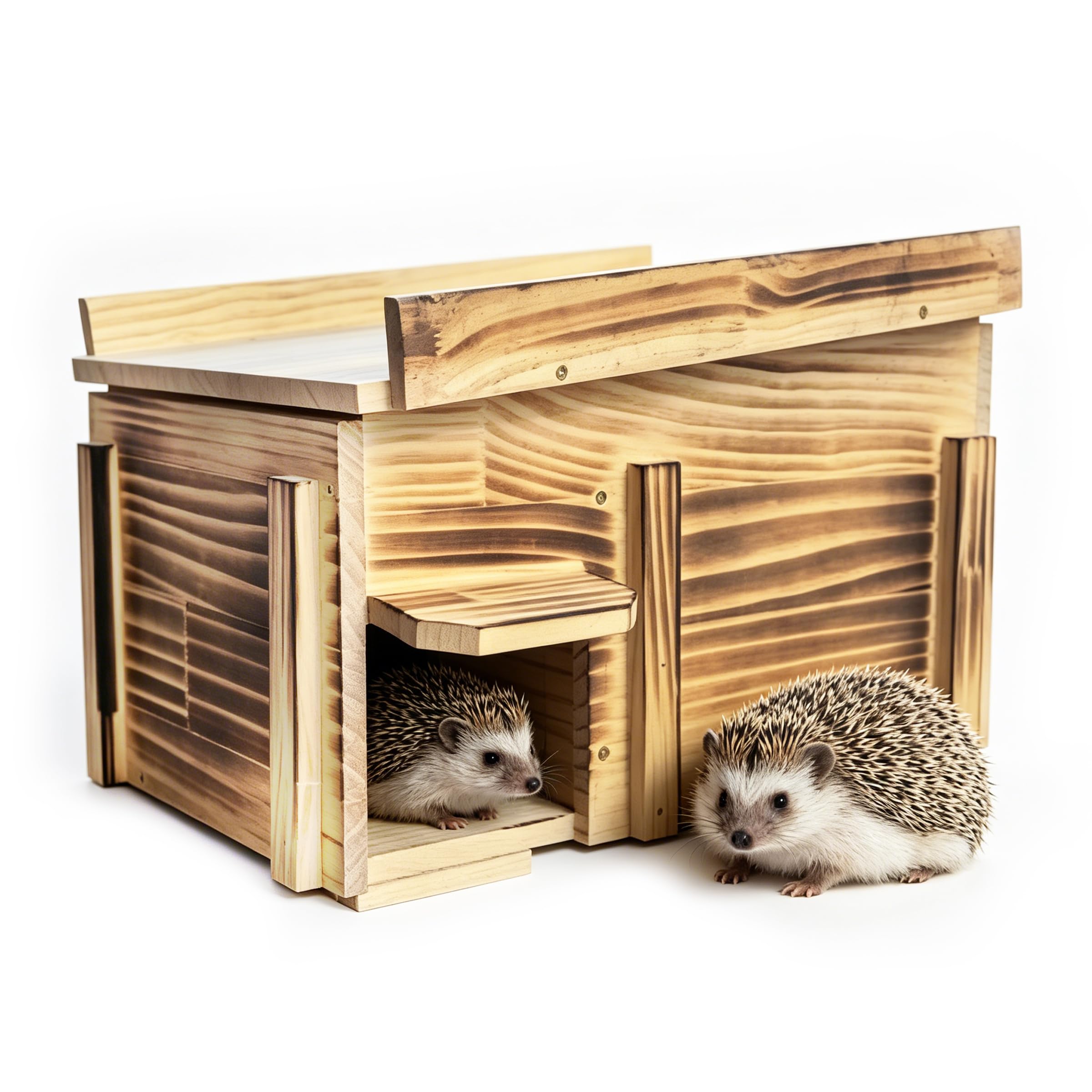 Handgefertigtes Igelhaus aus massivem Holz – großer natürlicher Nistkasten für Igel für den Außenbereich – gemütlicher Allwetter-Unterschlupf, einfache Installation für Hinterhof, Garten