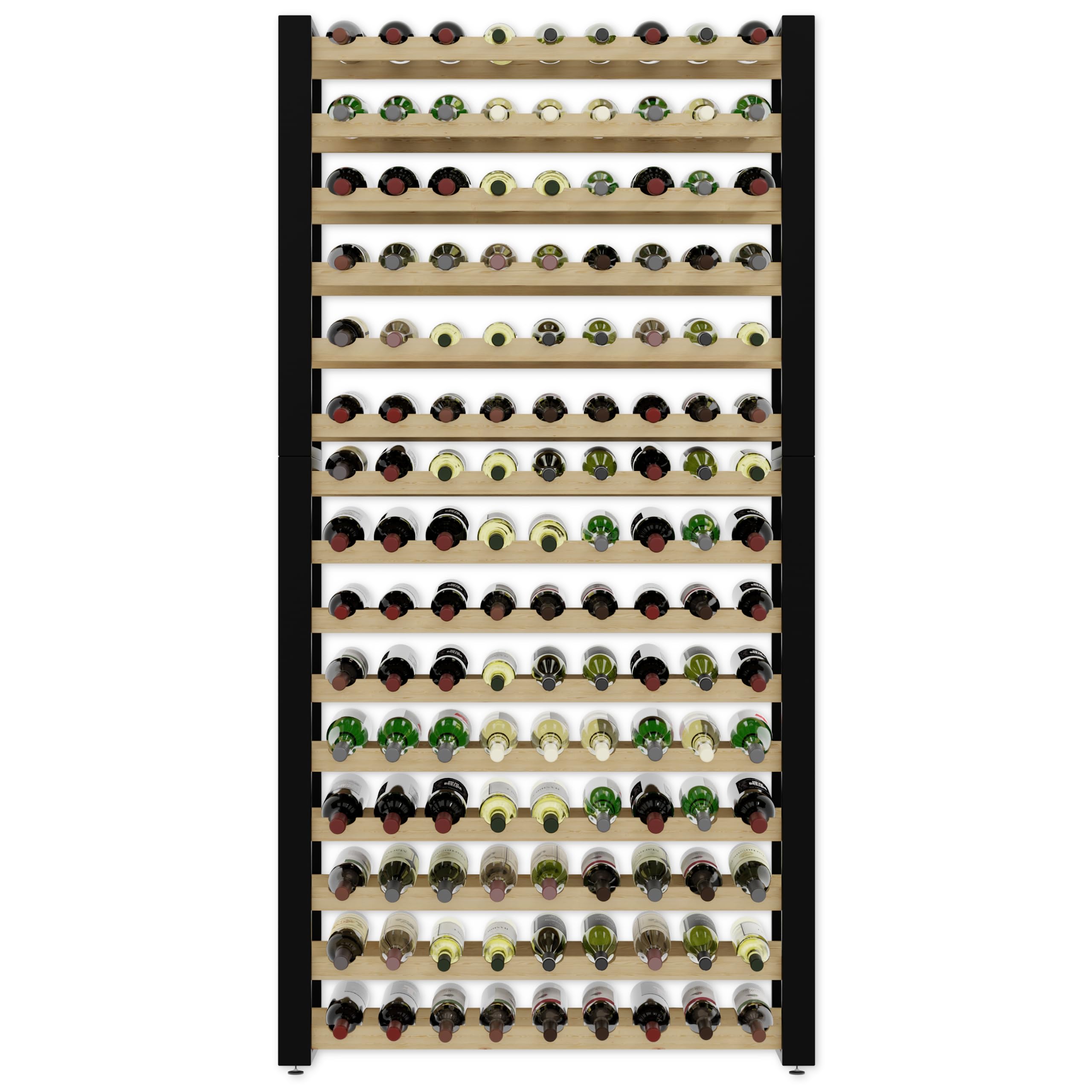 Lenmar Série RW Casier à vin en bois pour bouteilles, étagère de cave LOFT 135, 204 x 104 x 27, 135 bouteille