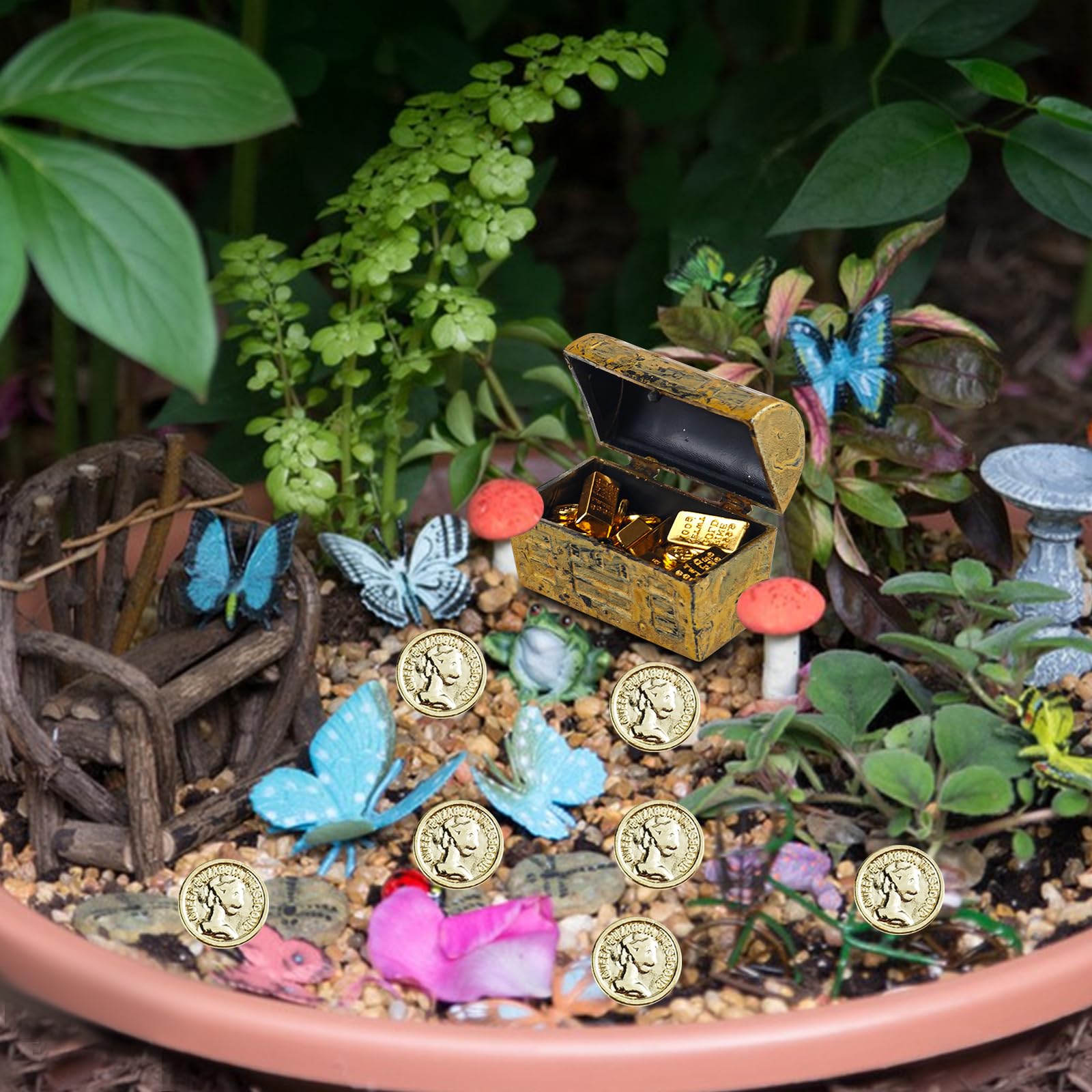 100 Pieces Miniature Coins for Crafts Dollhouse Tiny Fake Gold Coins for Dollhouse Fairy Garden Micro Landscaping - Image 4