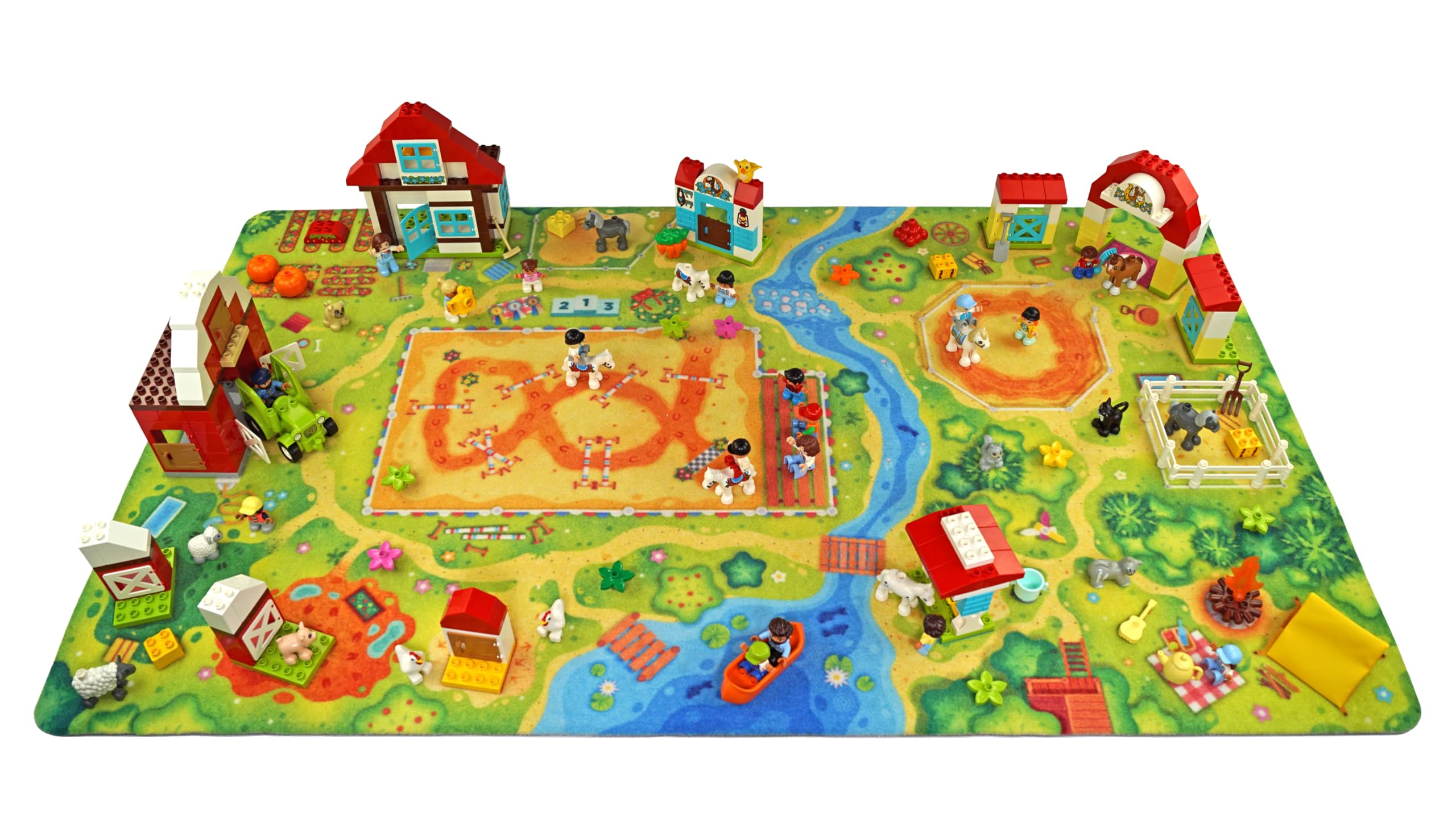 HuggyPlay Tapis de Jeu Poney Ferme Tapis pour Enfants 90 x 150 cm