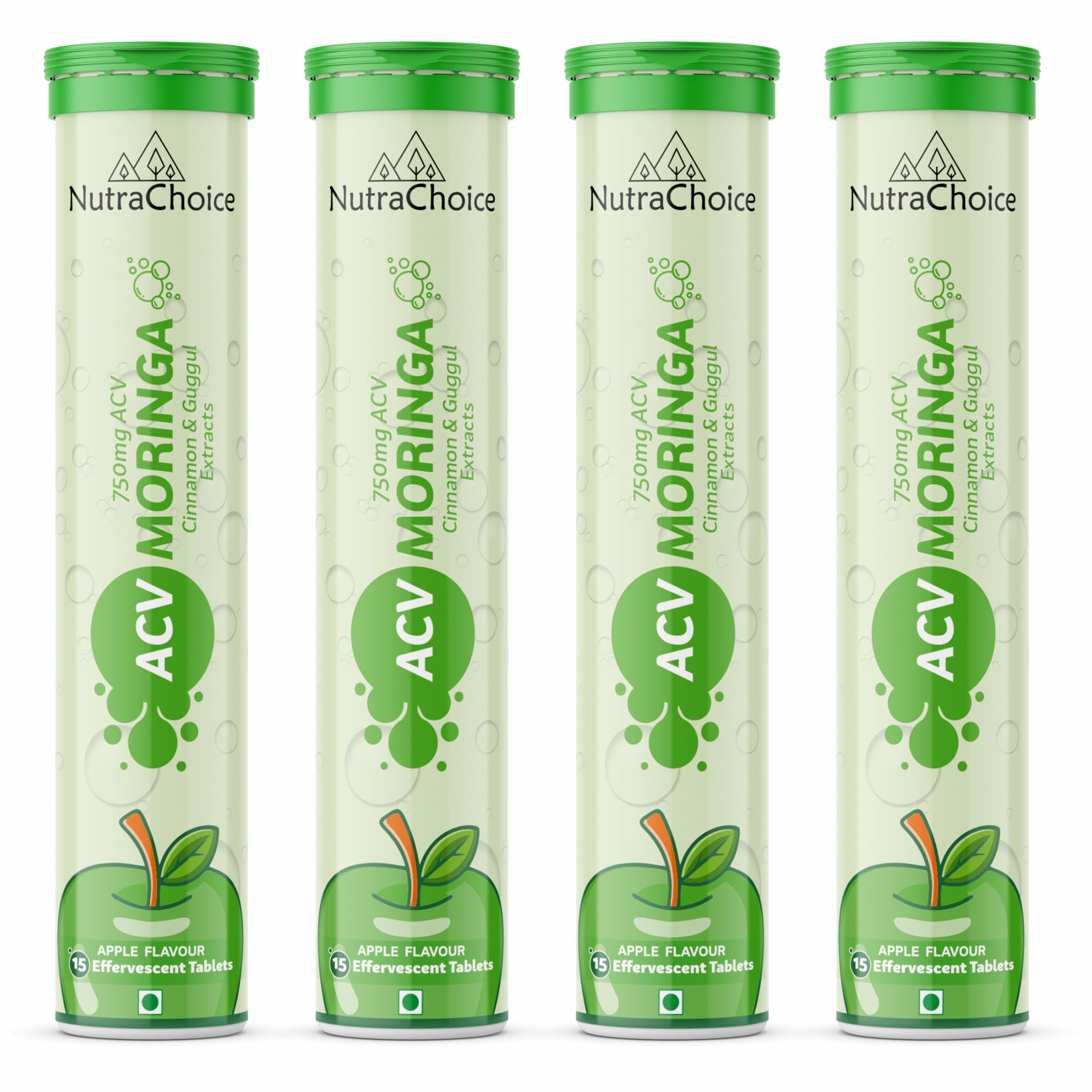 ACV Moringa 750 mg 60 Effervescent Tablets Weight Loss | Control Cravings, Boost Metabolism & Control Weight | Added Cinnamon & Guggul | Green Apple (Pack of 4)-image-15
