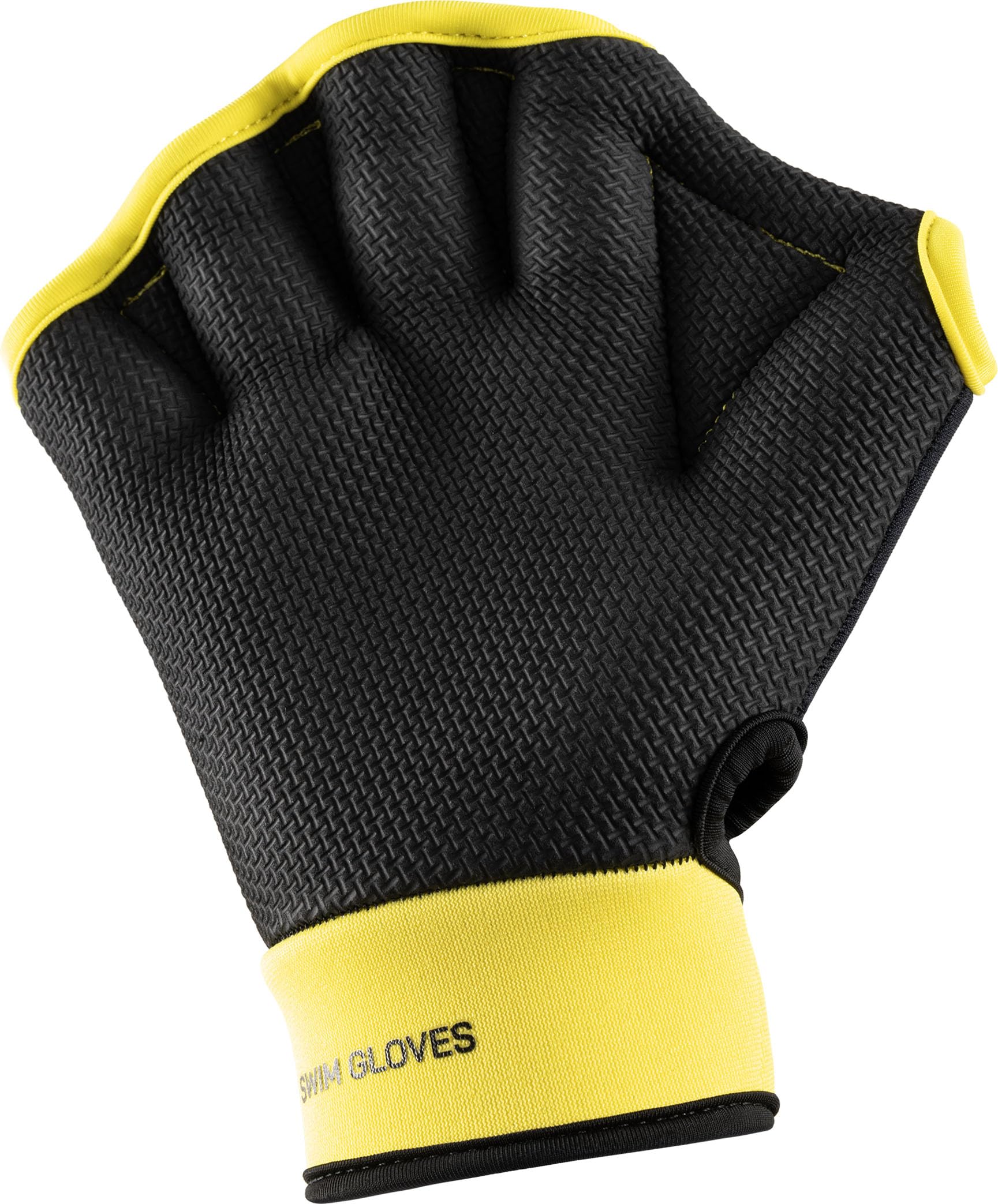 CRESSI Aqua Boost Swim Gloves Black/Yellow - Guantes Palmeados Unisex Neopreno Ultraspan Negro/Amarillo con Correa, para Natación, Entrenamiento Brazos, Espalda y Hombros, Aquafitness, Aquagym