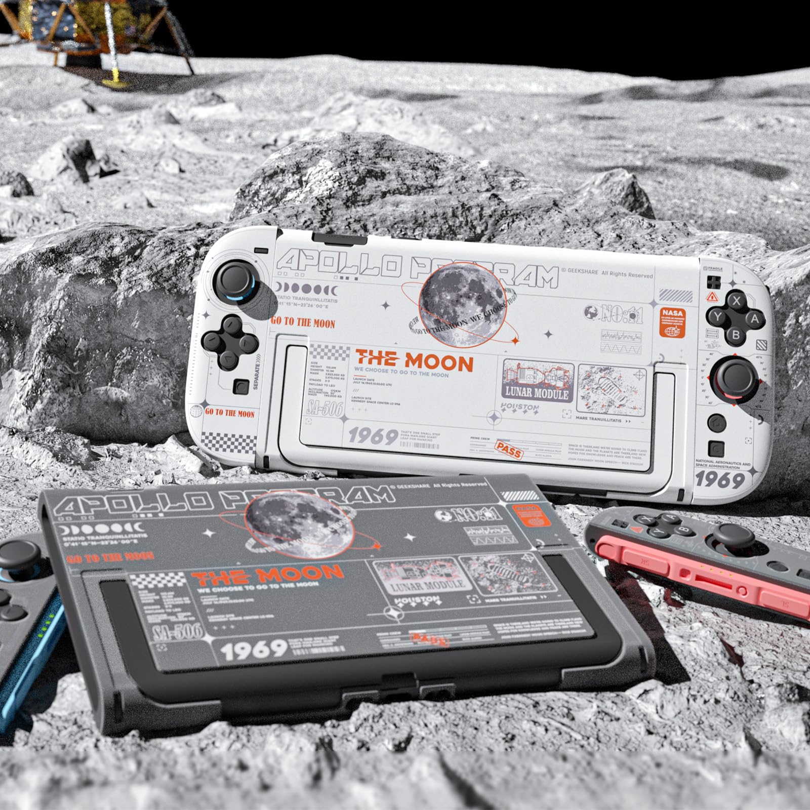 GeekShare Hard Case Compatible with Switch 2 (2025), Anti-Scratch Transparent Protective Cover Compatible with Switch 2 with Detachable JC handle, The Moon — view 7