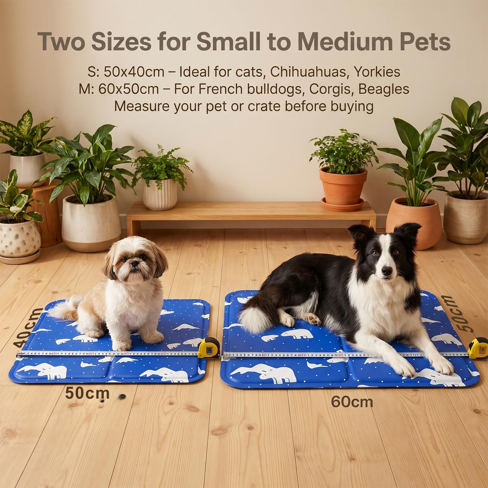 Alfombra Refrescante para Perro Gato,Mascotas Alfombrilla Autoenfriante,Camas refrescante para Mascotas,Prueba de Arañazos/Impermeable/Antideslizante,para en Verano,50x60cm, L, Azul